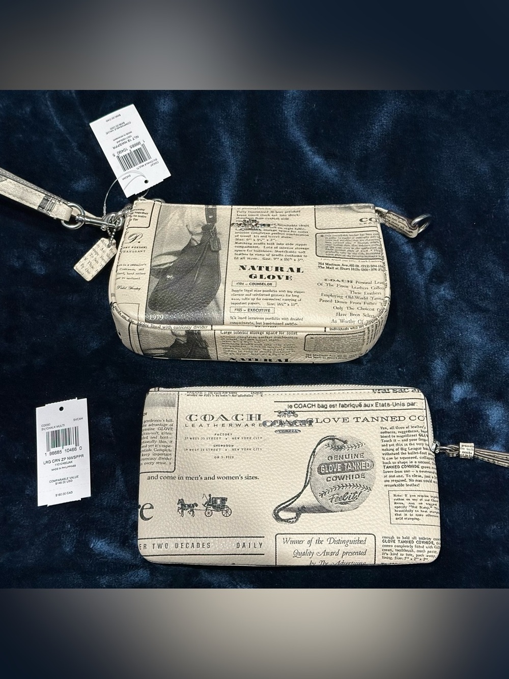 Coach Newspaper print Nolita 19 and large corner zip wristlet bundle